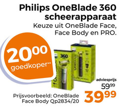  20 360 philips oneblade scheerapparaat face body pro goedkoper 