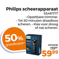  17 50 philips scheerapparaat opzetbare trimmer minuten draadloos scheren droog nat goedkoper 