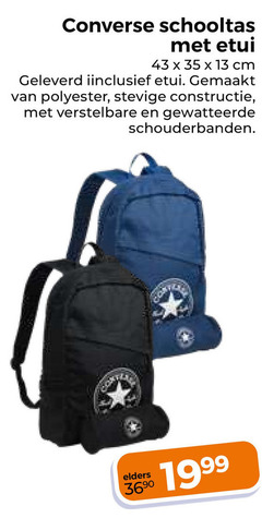  13 35 converse schooltas etui cm gemaakt polyester constructie verstelbare gewatteerde schouderbanden elders 