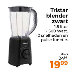  2 500 tristar blender zwart liter watt snelheden pulse functie elders 