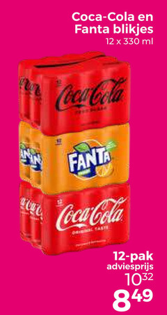  coca-cola fanta cola frisdrank 12 330 coca blikjes ml pak 