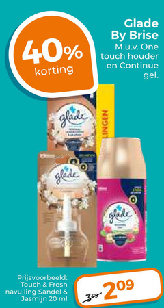  20 40 glade by brise one touch houder continue gel fresh navulling jasmijn ml 