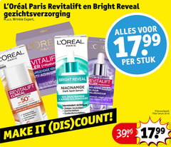  5 10 30 paris revitalift bright reveal gezichtsverzorging wrinkle expert aging anti uv fluid 50 bescherming antioxidant vitamine dagelijkse verzorging lijntjes donkere vlekken onzichtbare finish huidtinten dark spot serum hyaluronzuur nti rimpel puur amino rimpels zichtbaar vlekjes puistjes hydrateert make it count 17 99 stuk filler ml 3 