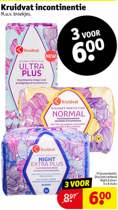  3 8 600 kruidvat incontinentie broekjes discreet protection ultra new inlegkruisje normal incontinentieverband serviettes licht medium urineverlies des fuites urinaires night zwaar nacht pour les pendant la nuit 8x verband stuks 