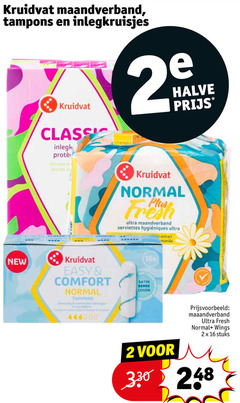  2 16 kruidvat maandverband tampons inlegkruisjes classic inlegkruisje halve normal ultra serviettes extract new easy comfort 16x satin sense cover fresh wings stuks 