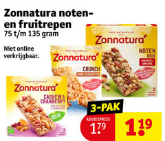  3 100 zonnatura noten fruitrepen online natuurlijk crunch cashew cranberry noix eiwitten pinda amandel repen pak 