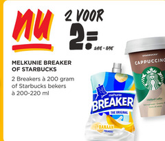  starbucks melkunie ijskoffie drinkyoghurt 2 200 breaker breakers bekers ml cappuccino original chilled coffee bold espresso creamy hints cocoa banaan yoghurt 