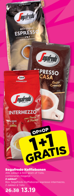  segafredo koffiebonen 1 2 500 espresso zanetti selezione forte intenso intermezzo piacere gram presso casa gusto cremoso zakken kilo combineren 