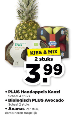  2 4 biologisch avocado eetrijp kanzi mix stuks 3.99 handappels schaal ananas stuk combineren 