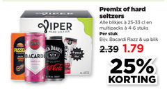  bacardi hard seltzer mixdrank 5 6 25 orange juice daniels razz up coca cola pack premix blikjes 25-33 multipacks stuks stuk blik 