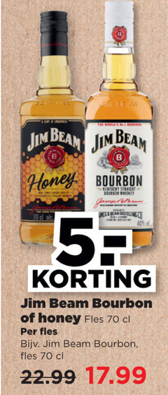  jim beam bourbon 40 honey kentucky straight whiskey mes fles 