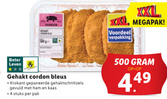  4 500 varken gehakt cordon bleu ge xxl voordeel beter leven krokant gepaneerde gehaktschnitzels gevuld ham kaas stuks pak 