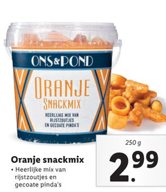  250 pond oranje snackmix mix rijstzoutjes gecoate 