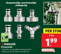  33 hoogwaardige weerbestendige zinklegering click system for standard iii parkside kraanstuk gangbare slangsystemen mm 26 5 stuk 3.99 lidl.nl 