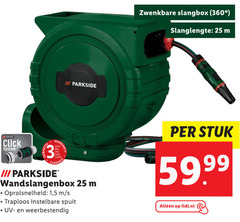  3 25 360 zwenkbare slangbox slanglengte iii parkside click system wandslangenbox 1 5 traploos instelbare spuit weerbestendig stuk lidl.nl 