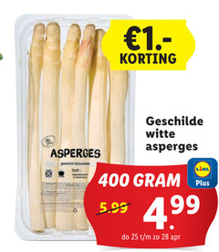  25 28 400 geschilde witte asperges 5.99 4 99 