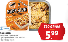  2 porties kapsalon frites kip kaas jus koeling had gewild friet kipshoarma geraspte knoflooksaus pak 5.99 