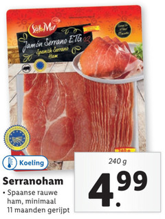  11 240 serrano spanish ham koeling serranoham spaanse rauwe minimaal maanden gerijpt 