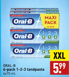  6 avec du fluor actif oral b ml cares maxi pack 6x anti caries fraicheur 1-2-3 tandpasta xxl 