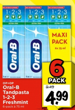  6 1-2-3 oral b tandpasta freshmint pack ml maxi 6x 