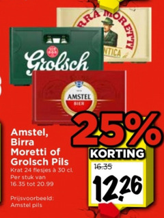  birra moretti amstel grolsch krat bier 24 25 30 pils stuk 