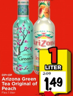  arizona ice tea 1 original green peach fles liter 