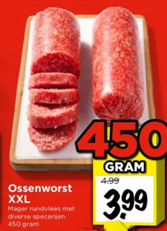  450 ossenworst xxl rundvlees specerijen 3.99 