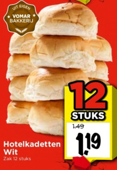  12 bakkerij hotelkadetten wit zak stuks 