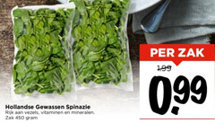  450 hollandse gewassen spinazie rijk vezels vitaminen mineralen zak 