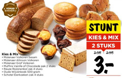  2 4 500 bakkerij mix molenaer volkoren sesam allinson grof muffins vanille chocolade pak stuks rozijnenbol zak oude wijvenkoek schotel eierkoeken 