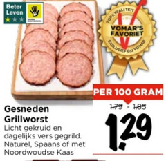  100 beter leven favoriet gesneden grillworst licht gekruid dagelijks vers gegrild naturel spaans noordwoudse kaas 