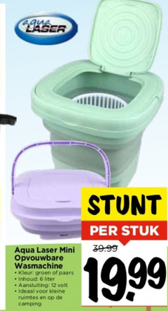  6 12 agua laser aqua mini opvouwbare wasmachine kleur groen paars inhoud liter aansluiting volt kleine ruimtes camping stuk 