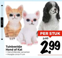  11 cm tuinbeeldje hond kat hoogte circa stuk 5.99 