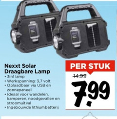  nexxt solar draagbare lamp 3 7 volt oplaadbaar usb zonnepaneel wandelen kamperen noodgevallen stroomuitval ingebouwde lithiumbatterij stuk 