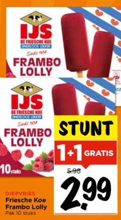  1 10 ijs friesche koe eindeloos framboos lolly stuks diepvries pak 