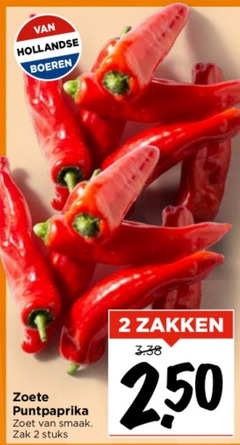  2 hollandse boeren zoete puntpaprika zoet zak stuks zakken 50 