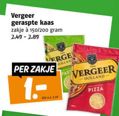  vergeer geraspte kaas zakje 150 200 kilo v.a. holland fam pas pizza 