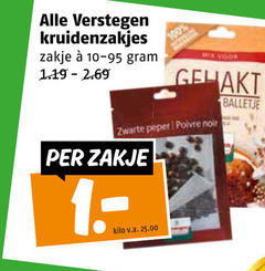  1 100 verstegen kruidenzakjes zakje mix gehakt zwarte peper poivre noir balletje kilo v.a. 