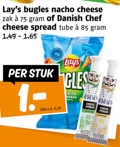  bugles nacho cheese zak danish chef spread tube stuk lays kilo v.a. 