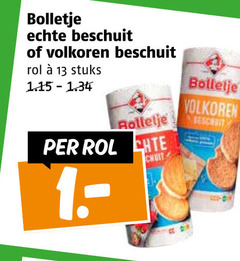  13 bolletje beschuit volkoren rol stuks 