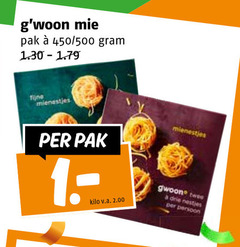  1 mie pak 450 500 fijne mienestjes kilo v.a. gwoon twee drie nestjes persoon 