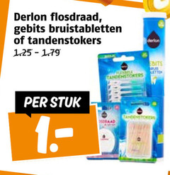  1 derlon flosdraad gebits bruistabletten tandenstokers stuk 