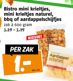  600 bistro mini krieltjes naturel bbq aardappelschijfjes zak kilo aardappel schijfjes 