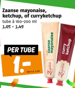  zaanse mayonaise ketchup tube 160-200 ml liter v.a. curry 