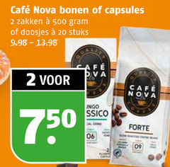  cafe nova koffiebonen koffiecups 2 20 500 750 mcafee bonen capsules zakken doosjes stuks dvd forte 06 