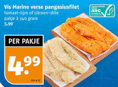  vis marine verse pangasiusfilet tomaat tijm citroen dille pakje kweek gecertificeerd asc-aqua.org 5.99 kilo 