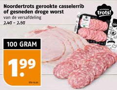  100 noordertrots gerookte casselerrib gesneden droge worst versafdeling noorder trots kilo 