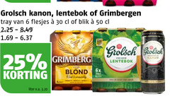  grimbergen grolsch speciaalbieren 6 25 30 50 kanon lentebok tray blik liter v.a. grunberg blond 6x 