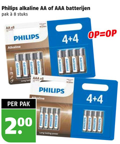  4 8 10 200 philips alkaline aa aaa batterijen pak stuks last lasting power years 