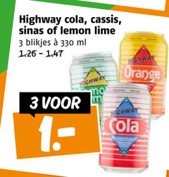  3 330 highway cola cassis sinas lemon lime blikjes ml orange 